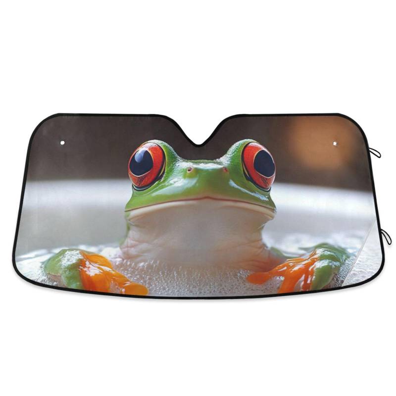 Windschutzscheiben-Sonnenschutz, lustiger Frosch, faltbare Frontscheibenabdeckung, Windschutzscheiben-Hitzeschild (S) von RPLIFE