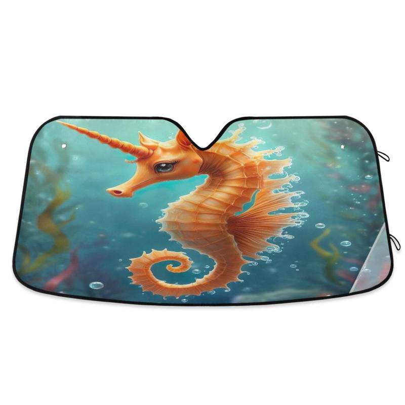 Windschutzscheiben-Sonnenschutz, niedliches Seepferdchen-Einhorn, faltbare Frontscheibenabdeckung, UV-Sonnenschutz für Auto – 140 x 70 cm von RPLIFE