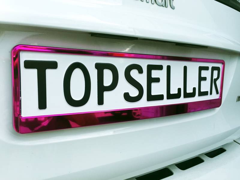 2 x Kennzeichenhalter Nummernschildhalter Pink Chrom Metallic Autozubehör Auto von RPN