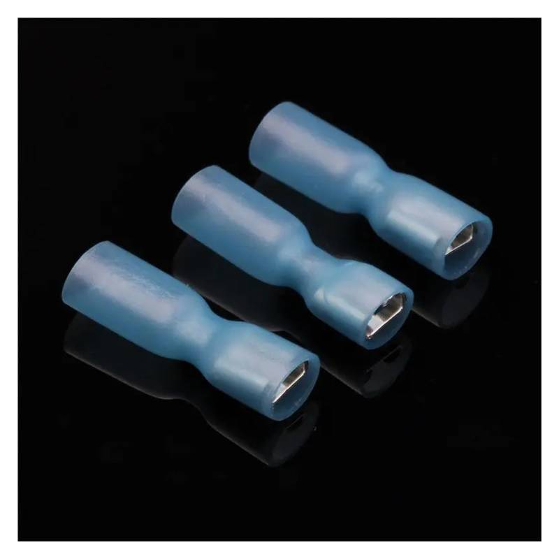10Pcs/Set Blue Female Heat Shrink Terminals Set Electrical Wire Cable Insulated Spade Crimp Connectors Kit 16-14 AWG von RPOVAXVK