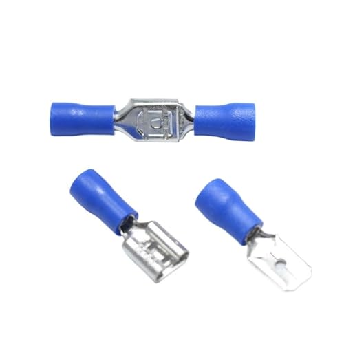 10pairs 6.3mm Spade Crimp Terminal 6.3 Male Female Pre Insulated Blue Electrical Connectors for 16-14AWG Wire /1.5-2.5mm2 Cable von RPOVAXVK