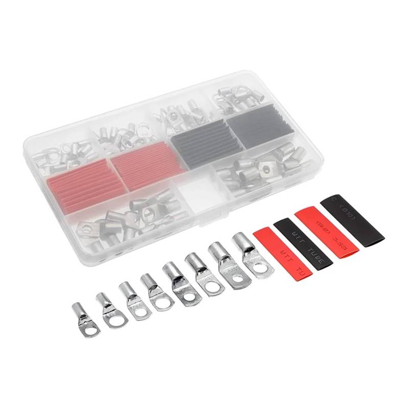 120PCS SC6-SC25 Multi-size Terminals Battery Wire Welding Cable Connectors Kit Bolt Hole Tinned Cable Lugs+Heat Shrink Tube von RPOVAXVK
