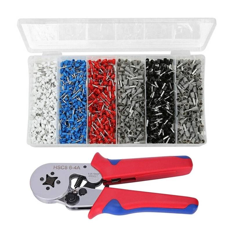 1500pcs Tube Terminal Insulated Terminal+ 1PCS Pliers HSC8 6-4 Crimping Tool 0.25-10mm² Wire Connector Electrical Tube Terminals von RPOVAXVK