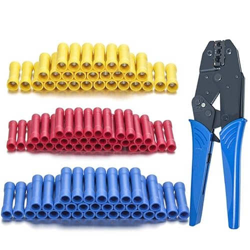150pcs PVC Insulated Straight Wire Butt Connectors Electrical Cable Cold Press Crimp Terminals Set BV1.25 BV2 BV5.5 with Pliers von RPOVAXVK