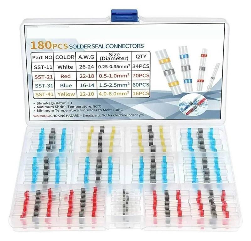 180PCS Box-Packed Thermal Shrinkage Electrical Car Wire Connector Solder Extrusion Terminals Block Cable Termination Wireway von RPOVAXVK