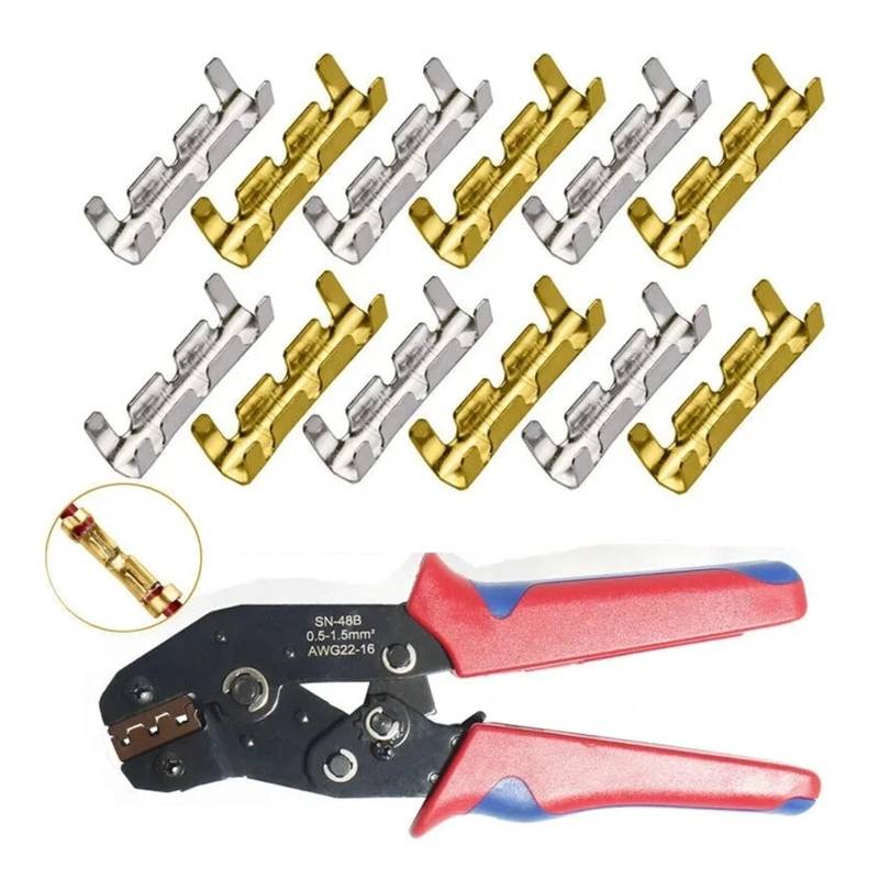 200Pcs Wire Crimp Connector Set with Pliers Tools U-shaped Copper Buckle Wiring Accessories Electrical Terminal Kit for Cable von RPOVAXVK