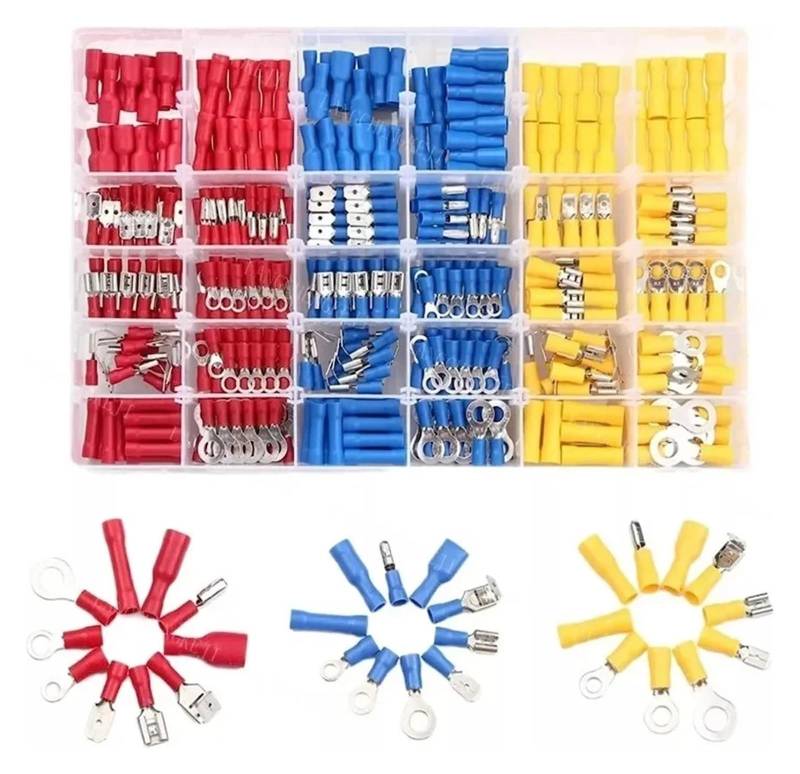 480PCS Insulated Cable Connector Electrical Wire Crimp Spade Butt Ring Fork Set Ring Lugs Rolled Terminals Assorted Kit von RPOVAXVK