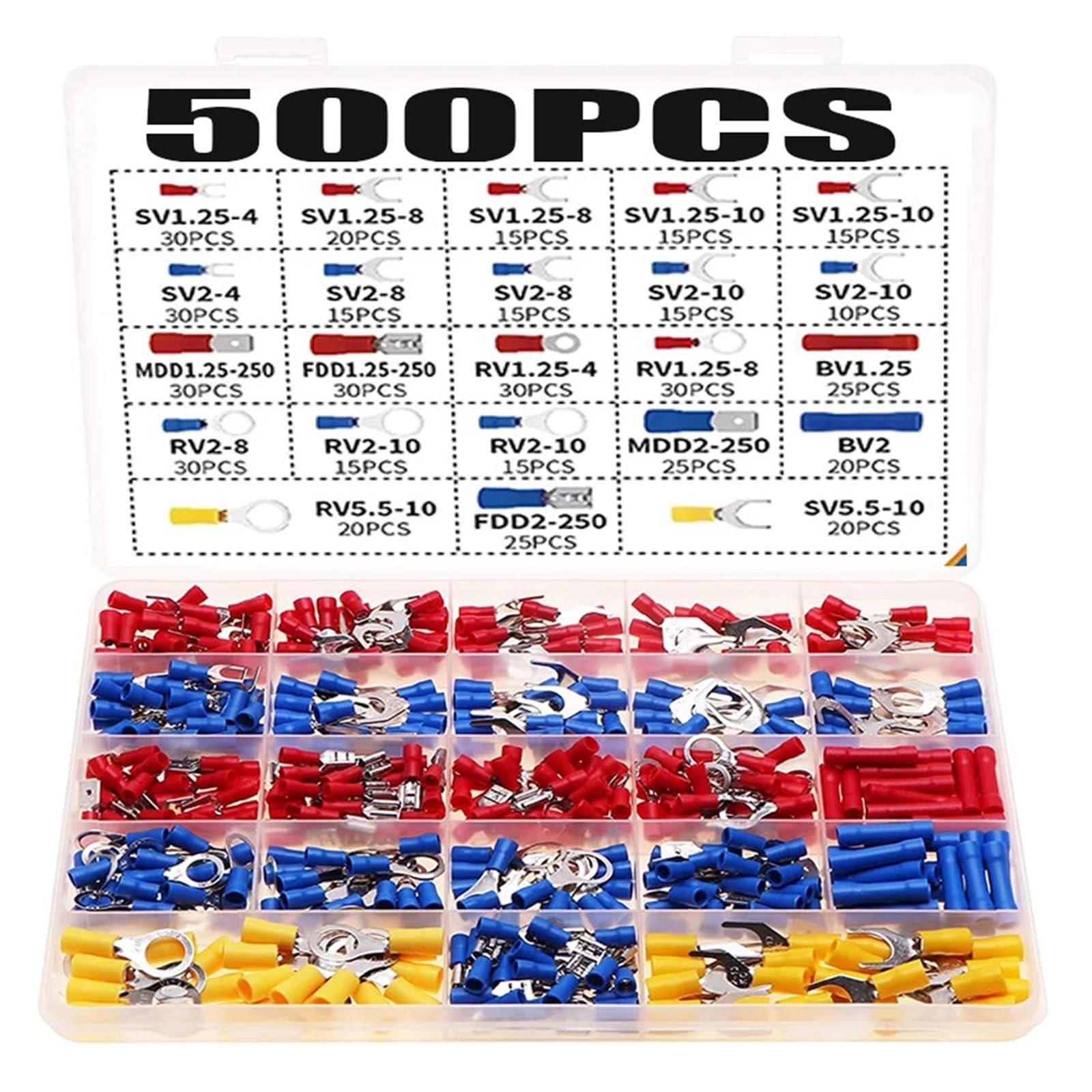 500pcs Spade Crimp Terminal Assorted Electrical Wire Cable Connector Insulated Ring Fork Butt Ring Lugs Rolled Set 500pcs Spade Crimp Terminal Assorted Electrical Wire Cable Connector Insulated Ring Fork Butt Ring Lugs Rolled Set von RPOVAXVK