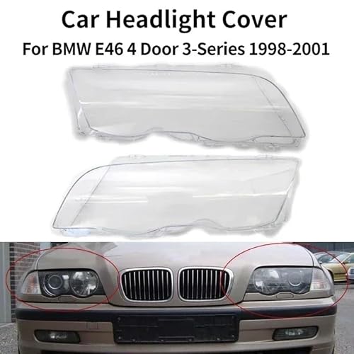 1 Stück/1 Paar Autoscheinwerferabdeckung, kompatibel mit BMW E46 4-Türer 3er-Serie, Lampenschirm, helle Schale, Scheinwerferlinsenabdeckungen(1 Pair) von RQEYUNP