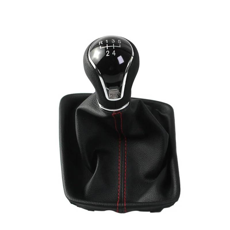 5/6-Gang-Schaltknauf for Seat Leon III MK3 2012–2020 LHD mit Schalthebelhebelmanschette, Kofferraumabdeckung, Autozubehör(Black Red,5 Speed) von RQEYUNP