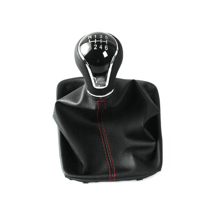 5/6-Gang-Schaltknauf for Seat Leon III MK3 2012–2020 LHD mit Schalthebelhebelmanschette, Kofferraumabdeckung, Autozubehör(Black Red,6 Speed) von RQEYUNP