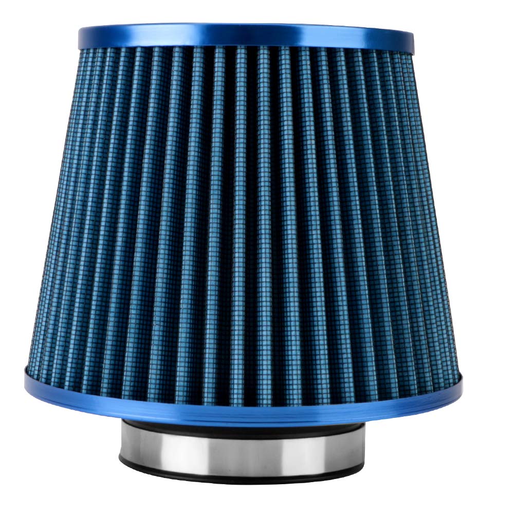 76MM 3 Zoll Auto-Luftfilter-Induktionssatz Sport Power Mesh Cone Universal-Autozubehör Kaltluftansaugfilter(Blue) von RQEYUNP
