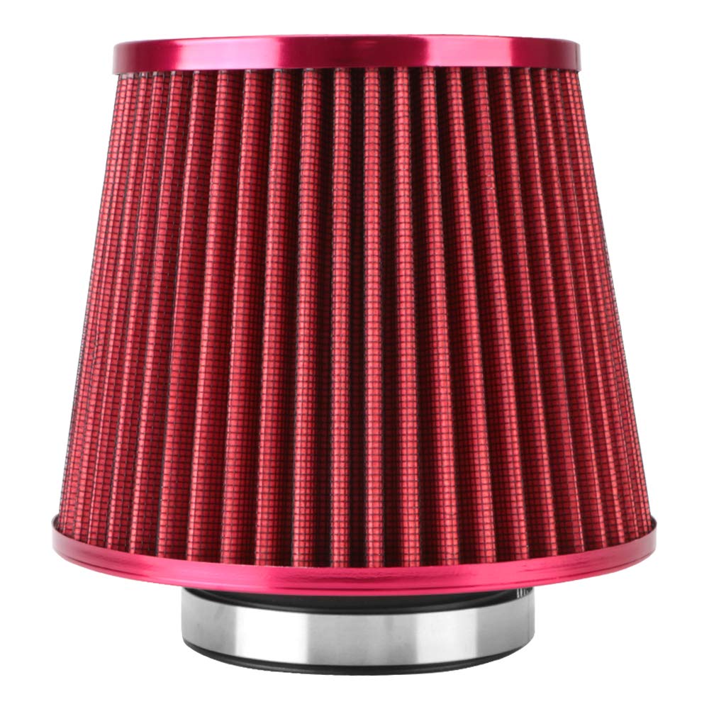 76MM 3 Zoll Auto-Luftfilter-Induktionssatz Sport Power Mesh Cone Universal-Autozubehör Kaltluftansaugfilter(Red) von RQEYUNP