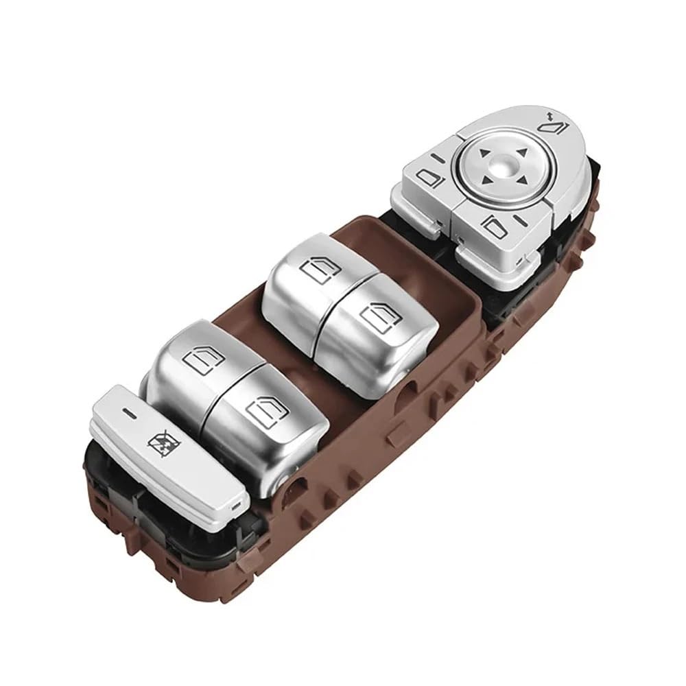 A2059056811 Power Master Fenster Control Schalter Taste Konsole Kompatibel mit Mercedes-Benz C Klasse W205 S205 X253 C200(Brown) von RQEYUNP