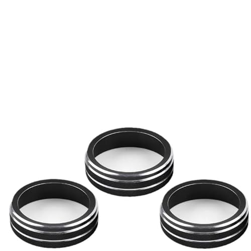 Auto Auto AC Control Ring for VW Tiguan for Atlas T-ROC for Ateca FR for Passat B8 Trim Abdeckung Auto Innen Zubehör(Black,3pcs) von RQEYUNP