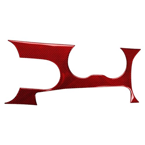 Kompatibel mit Ford Mustang GT 2015-2021 Carbon Fiber Auto Schalthebel Panel Trim Abdeckung Getränkehalter Dekoration Aufkleber(Red) von RQEYUNP