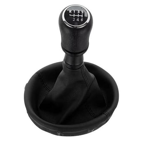 Kompatibel mit VW Transporter Multivan Caravelle T5 2003–2010 Auto Schalthebel Schaltknauf Ledermanschette(Black 6 Speed) von RQEYUNP