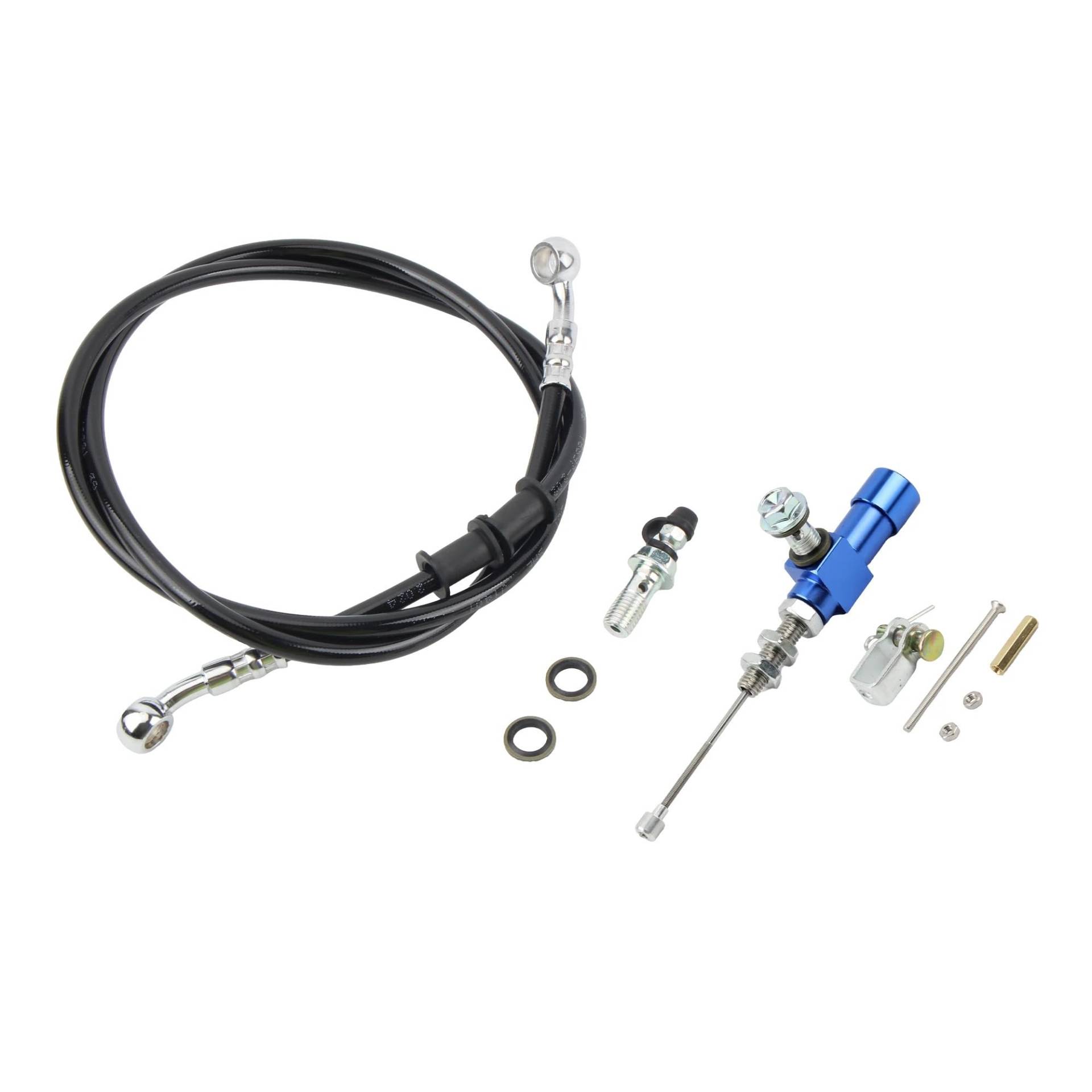 Motorrad M10 Universal-Hydraulikkupplungen Kurze Hydraulikkupplung Leistungsbremse Transferpumpe 1200MM Ölleitungssatz(Blue) von RQEYUNP