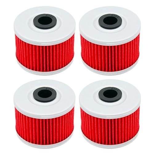 Ölfilter kompatibel mit Kawasaki KLX110 KLX125 KLX250 KLX 125 250 D-Tracker KLX140 KLX150 KLX250R KLX250S KLX300R(Red,4pcs) von RQEYUNP