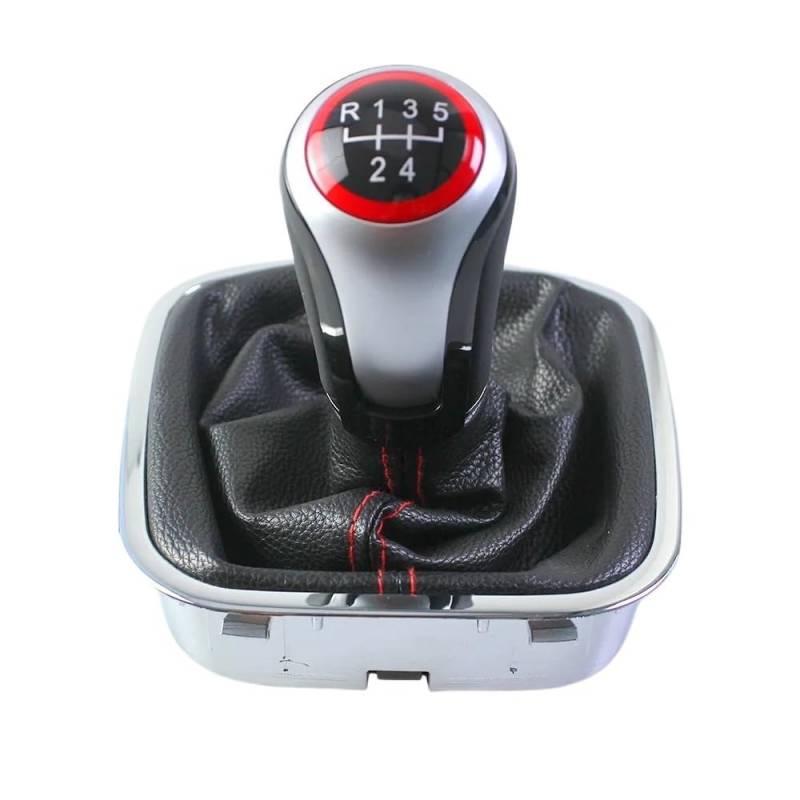 Schaltknauf, kompatibel mit VW Polo 6r 6c Schrägheck-Limousine 2011–2019, MT-Niveauwechselknopf mit Gamaschen-Kofferraumabdeckung(5 Speed) von RQEYUNP