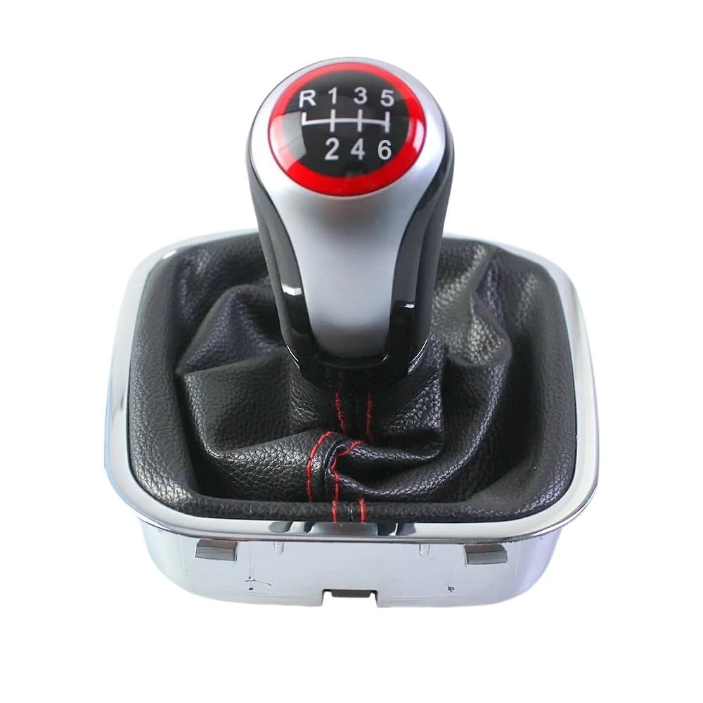 Schaltknauf, kompatibel mit VW Polo 6r 6c Schrägheck-Limousine 2011–2019, MT-Niveauwechselknopf mit Gamaschen-Kofferraumabdeckung(6 Speed) von RQEYUNP
