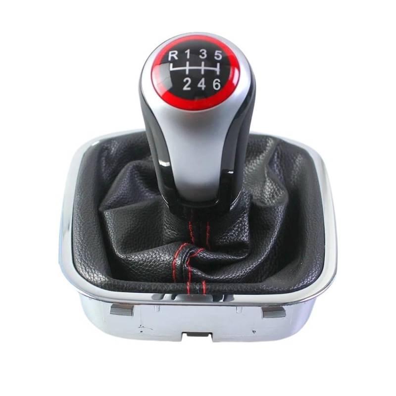 Schaltknauf, kompatibel mit VW Polo 6r 6c Schrägheck-Limousine 2011–2019, MT-Niveauwechselknopf mit Gamaschen-Kofferraumabdeckung(6 Speed) von RQEYUNP