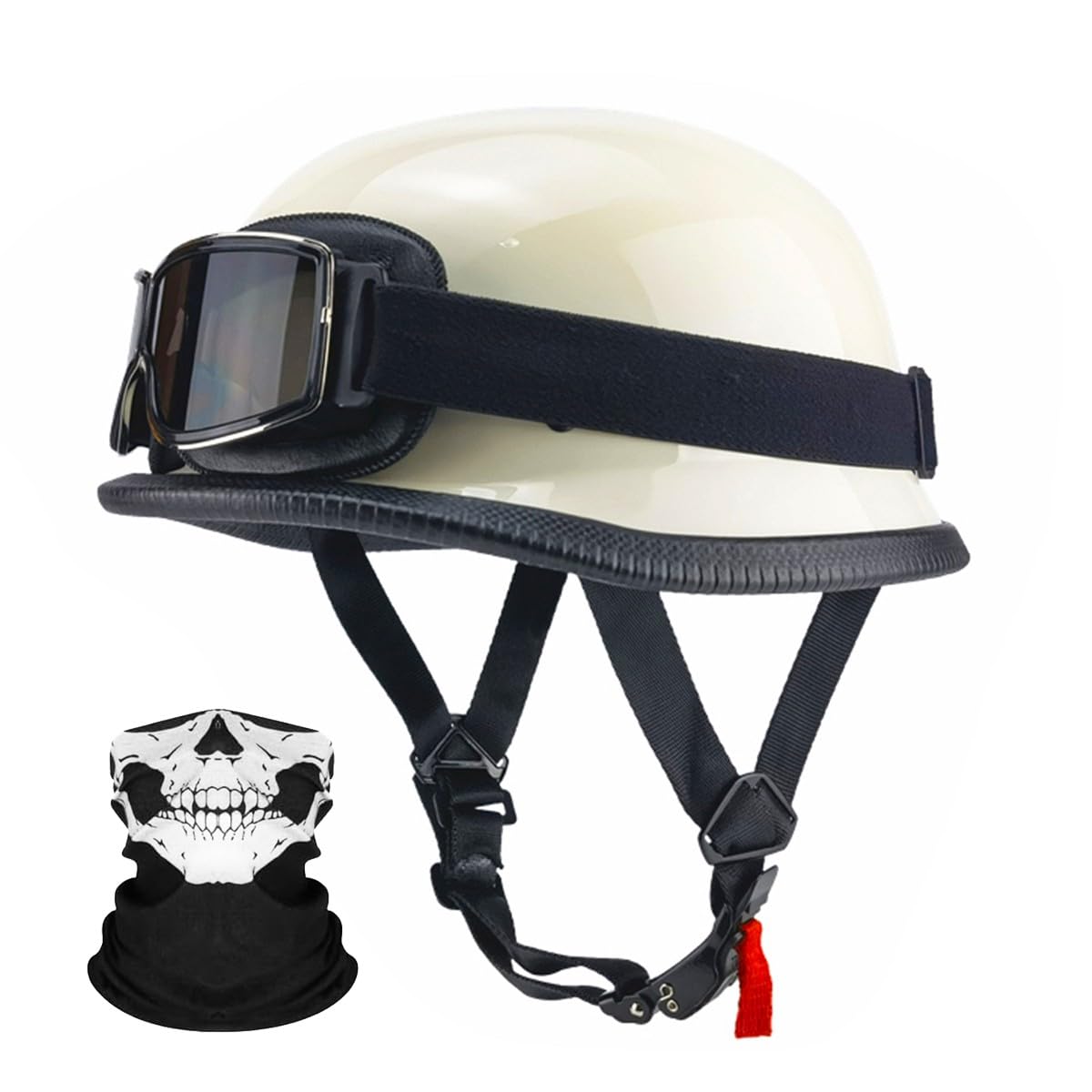 RQTEUYE Deutsche Motorrad Jethelm ECE-Zertifizierung, Vintage Halbhelme Halbschalenhelm mit Schutzbrille Chopper Helm für Cruiser Street Scooter mit Schnellverschlussschnallen 22.4-25.2in RQTEUYE Deutsche Motorrad Jethelm ECE-Zertifizierung, Vintage Halbhelme Halbschalenhelm mit Schutzbrille Chopper Helm für Cruiser Street Scooter mit Schnellverschlussschnallen 22.4-25.2in von RQTEUYE