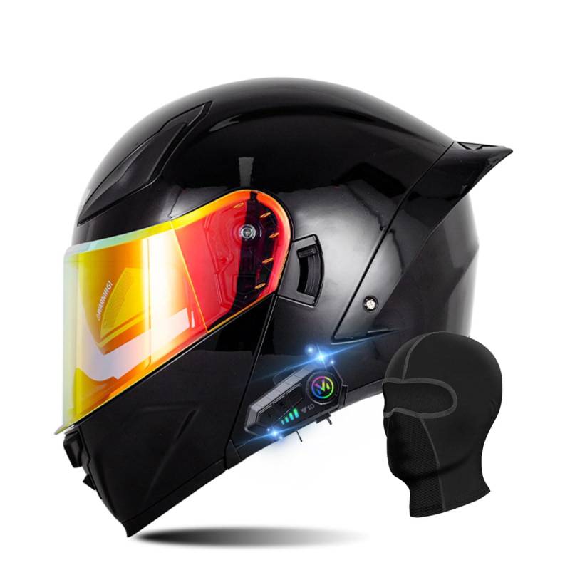 RQTEUYE Motorradhelm Klapphelm mit Bluetooth, ECE Zertifiziert Integralhelm mit Doppelvisier, mit Eingebautem Mikrofon für Automatische Reaktion, für Erwachsene Frauen Männer (21.6-24.4in) von RQTEUYE