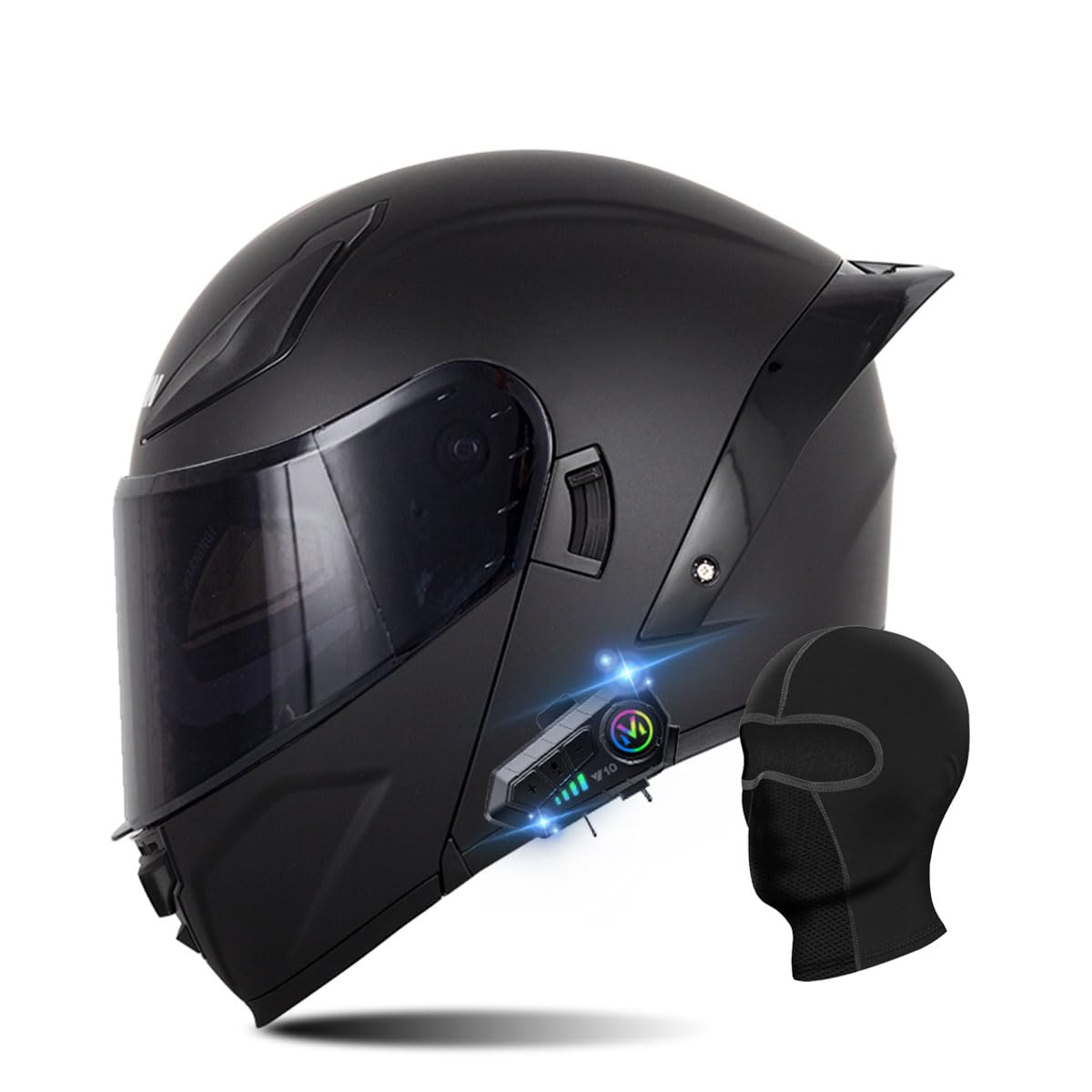 Motorradhelm Klapphelm mit Bluetooth, ECE Zertifiziert Integralhelm mit Doppelvisier, mit Eingebautem Mikrofon für Automatische Reaktion, für Erwachsene Frauen Männer (21.6-24.4in) von RQTEUYE