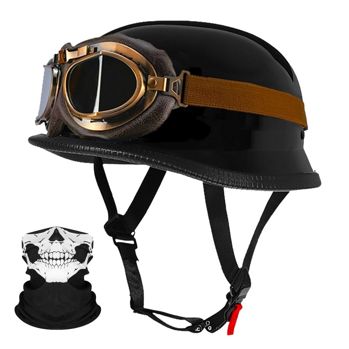 RQTEUYE Deutsche Motorrad Jethelm ECE-Zertifizierung, Vintage Halbhelme Halbschalenhelm mit Schutzbrille Chopper Helm für Cruiser Street Scooter mit Schnellverschlussschnallen 22.4-25.2in RQTEUYE Deutsche Motorrad Jethelm ECE-Zertifizierung, Vintage Halbhelme Halbschalenhelm mit Schutzbrille Chopper Helm für Cruiser Street Scooter mit Schnellverschlussschnallen 22.4-25.2in von RQTEUYE
