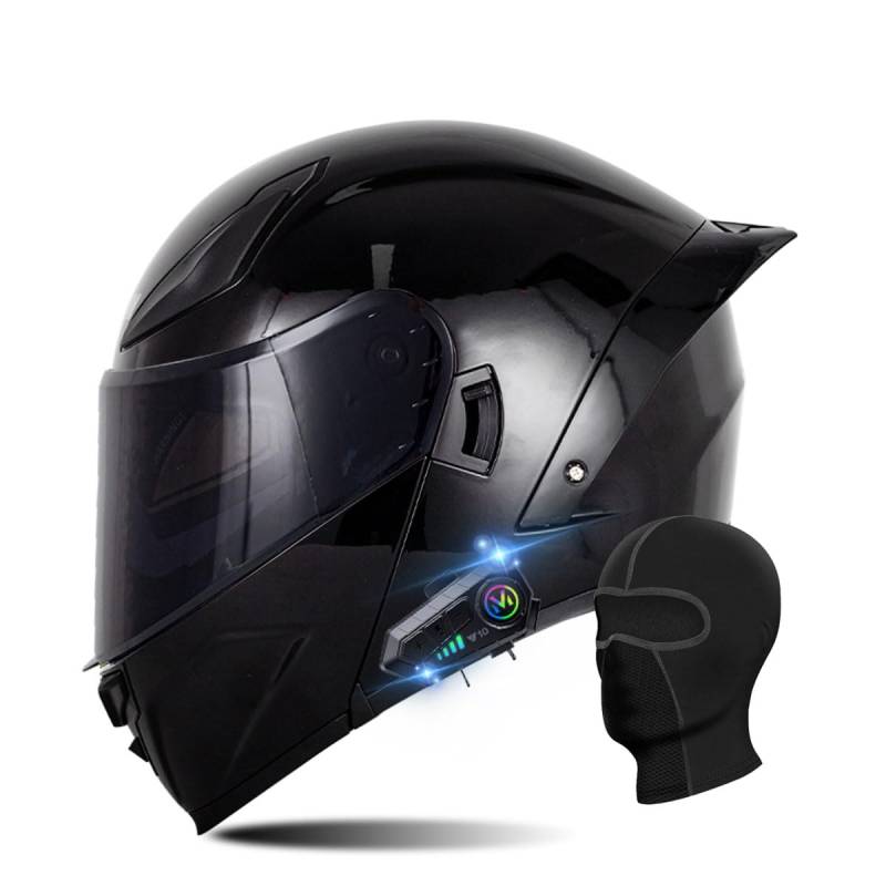 RQTEUYE Motorradhelm Klapphelm mit Bluetooth, ECE Zertifiziert Integralhelm mit Doppelvisier, mit Eingebautem Mikrofon für Automatische Reaktion, für Erwachsene Frauen Männer (21.6-24.4in) von RQTEUYE