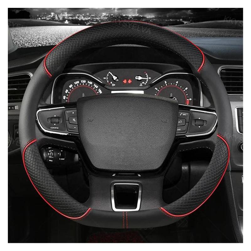 Lenkradbezug Auto Lenkrad Abdeckung Für Citroen C3 II III 2009-2021 C3 Für AIRCROSS 2017-2021 Für Berlingo 3 C4 Für Picasso 2 D Typ Lenkrad Lenkradschutz(Rot) von RRKBDQEL