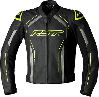 RST S-1, Lederjacke - Schwarz/Grau/Neon-Gelb - XXL von RST