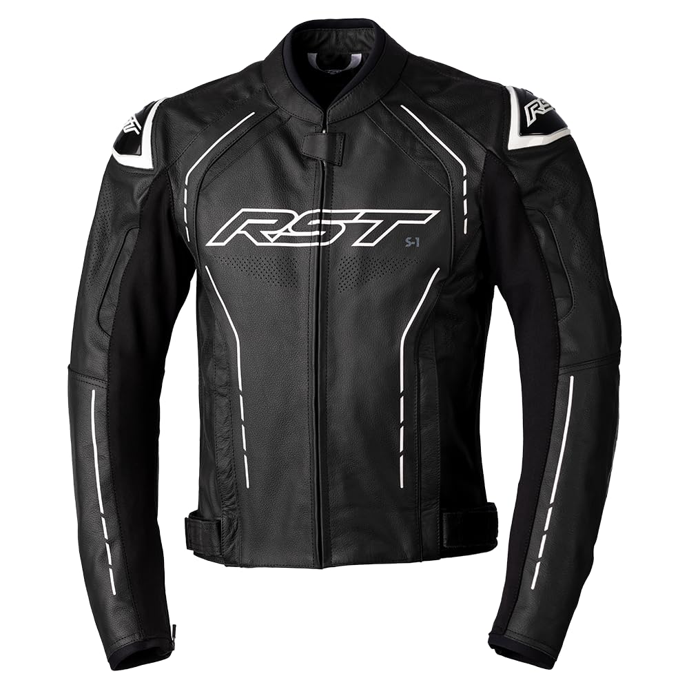 RST S1 CE Mens Leather Jacket Black/Black/White von RST