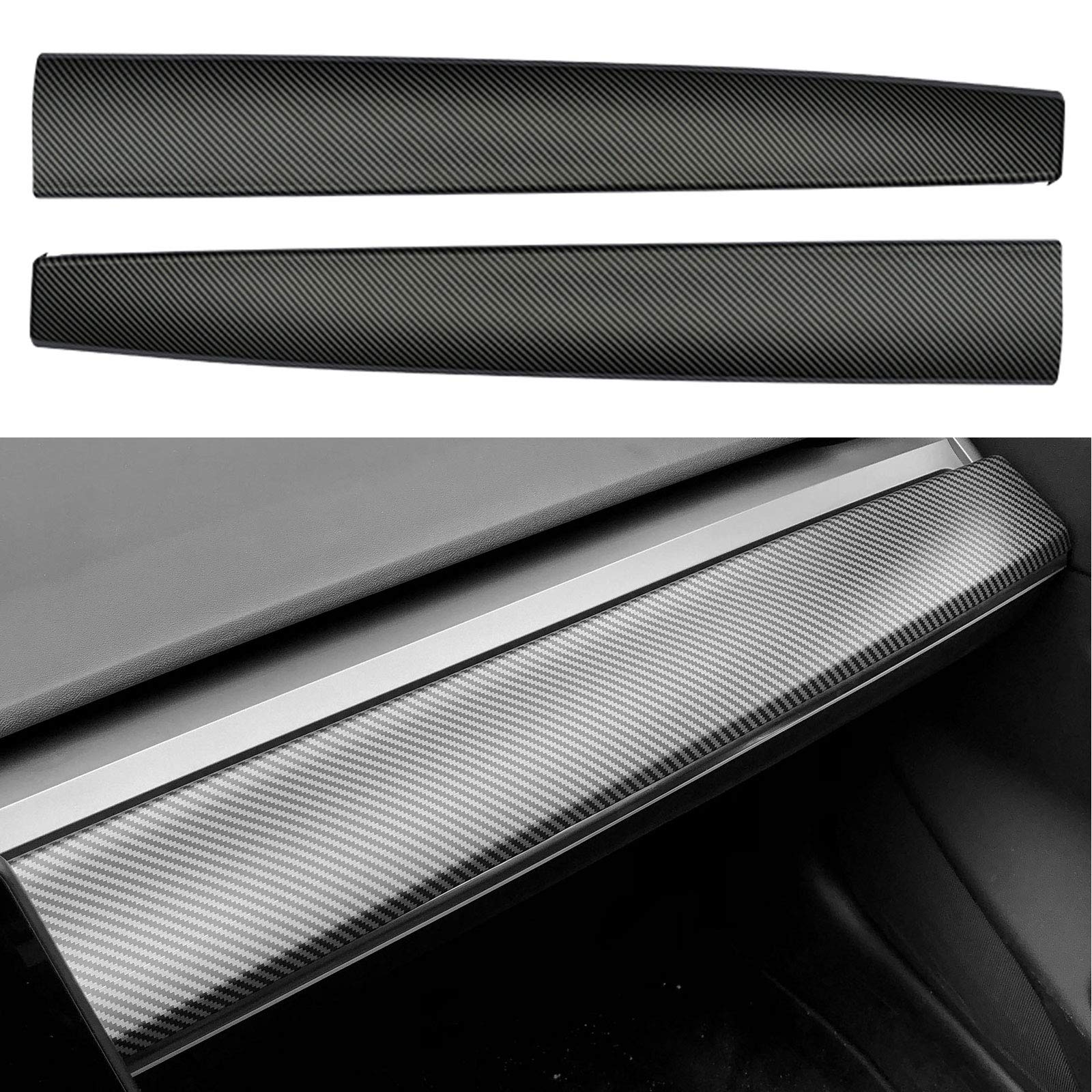 RSZX Armaturenbrett-Abdeckung für Tesla Model 3, Modell Y, Karbonfaser-Muster, ABS-Kunststoff, Zubehör für Tesla Modell 3 Modell Y von RSZX