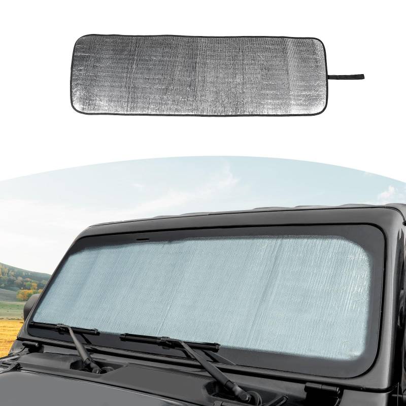 RT-TCZ Frontscheiben-Sonnenschutz für Jeep Wrangler JL 2018, passgenaue Sonnenblende-Matte von RT-TCZ