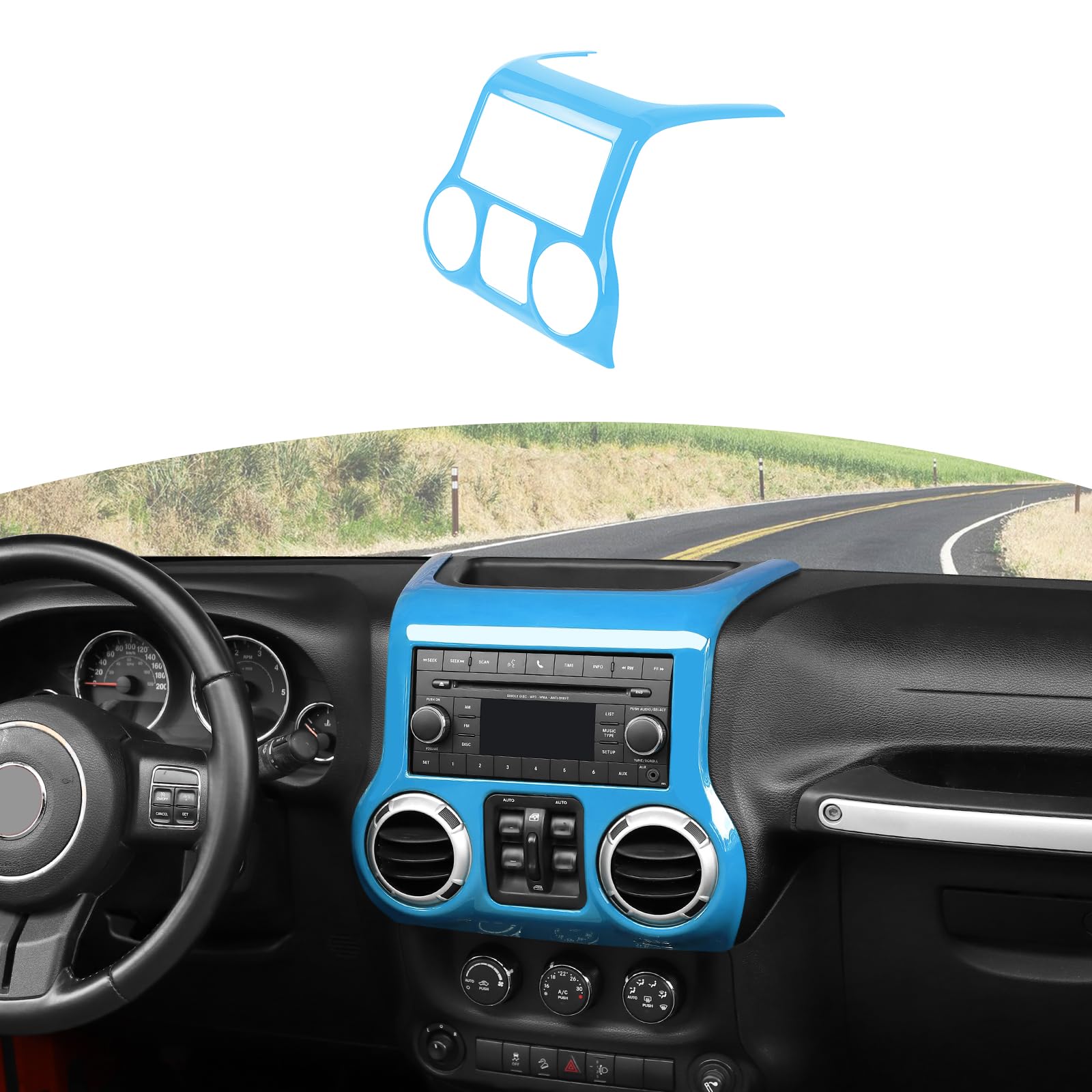 RT-TCZ Für Jeep JK Mittelkonsole Armaturenbrett-Abdeckung, Babyblau, Innenzubehör für Jeep Wrangler JK JKU 2011-2017 von RT-TCZ