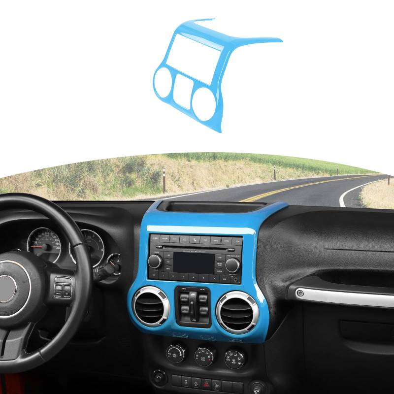 RT-TCZ Für Jeep JK Mittelkonsole Armaturenbrett-Abdeckung, Babyblau, Innenzubehör für Jeep Wrangler JK JKU 2011-2017 von RT-TCZ