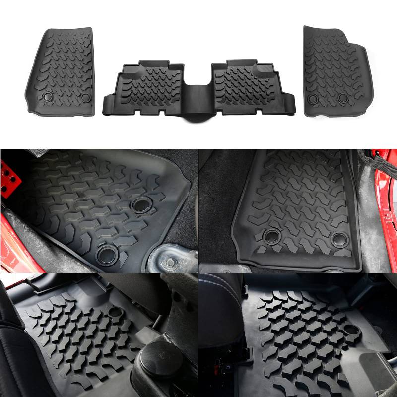 RT-TCZ Fußmatten für vorne und hinten, TPE, Bodenmatte, Zubehör für Jeep Wrangler JKU 4-Türer 2007-2017 von RT-TCZ