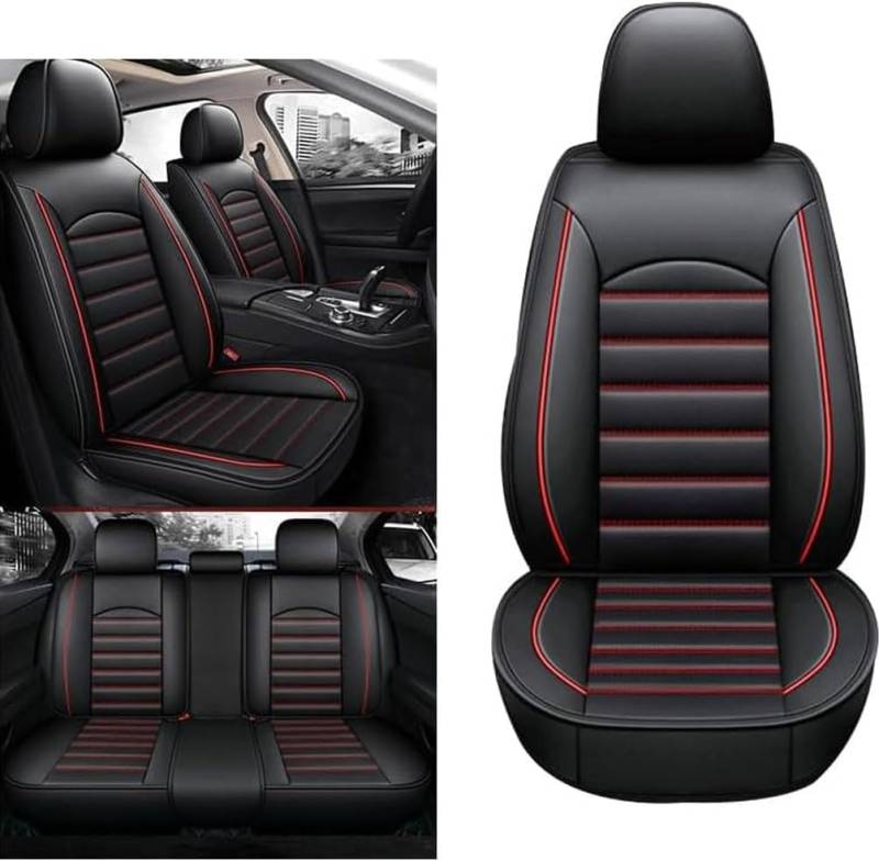 RTDDKFCVG Auto Sitzbezügesets für VW T-ROC R-Line,Autositzbezüge Kompletter Satz Ideale Passform Perfekter Schutz Für Autositze,Black and Red von RTDDKFCVG