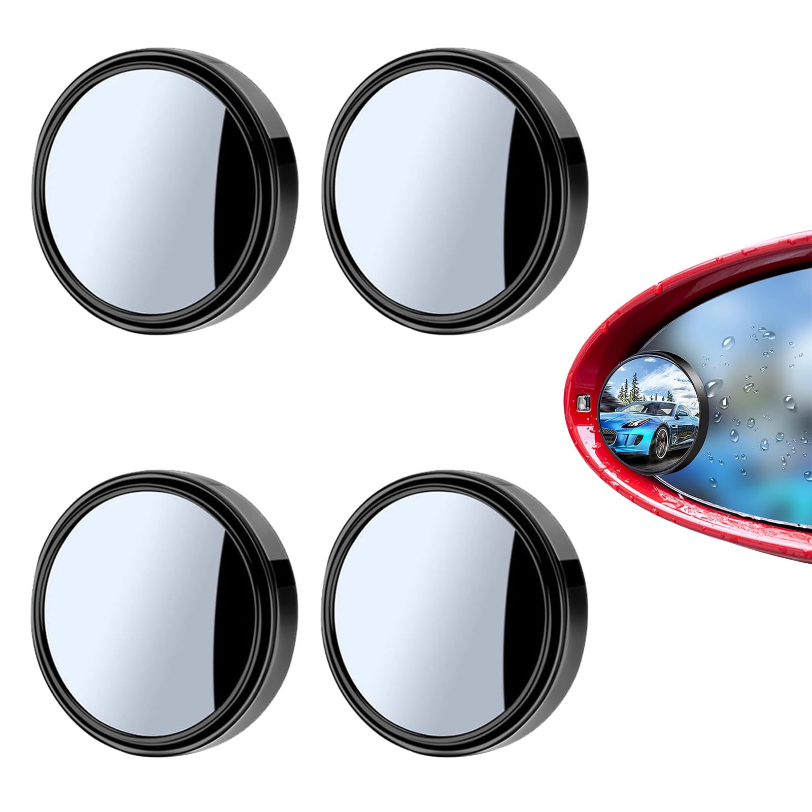 RTRTGS 4 Stück HD Kristallspiegel Konvex Rückspiegel,360 ° Verstellbarer Premium Toter-Winkel-Spiegel,Wetterfest Mehr Sicherheit für Alle Arten von Autos (schwarz) von RTRTGS