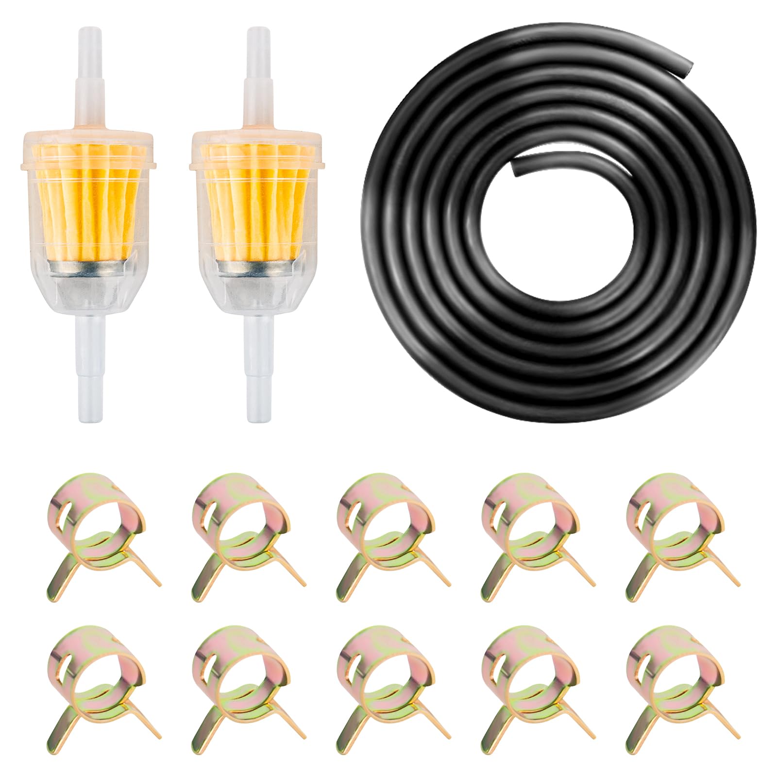 Benzinschlauch Kit 2 Meter Dieselschlauch Ø 5mm, Dieselschlauch, 4 Pcs 6 mm / 8 mm Kraftstofffilter mit 10 Pcs Schlauchschellen für PKW Auto Motorrad Rasenmäher Roller Benzinschlauch Kit 2 Meter Dieselschlauch Ø 5mm, Dieselschlauch, 4 Pcs 6 mm / 8 mm Kraftstofffilter mit 10 Pcs Schlauchschellen für PKW Auto Motorrad Rasenmäher Roller von RUCUDIM