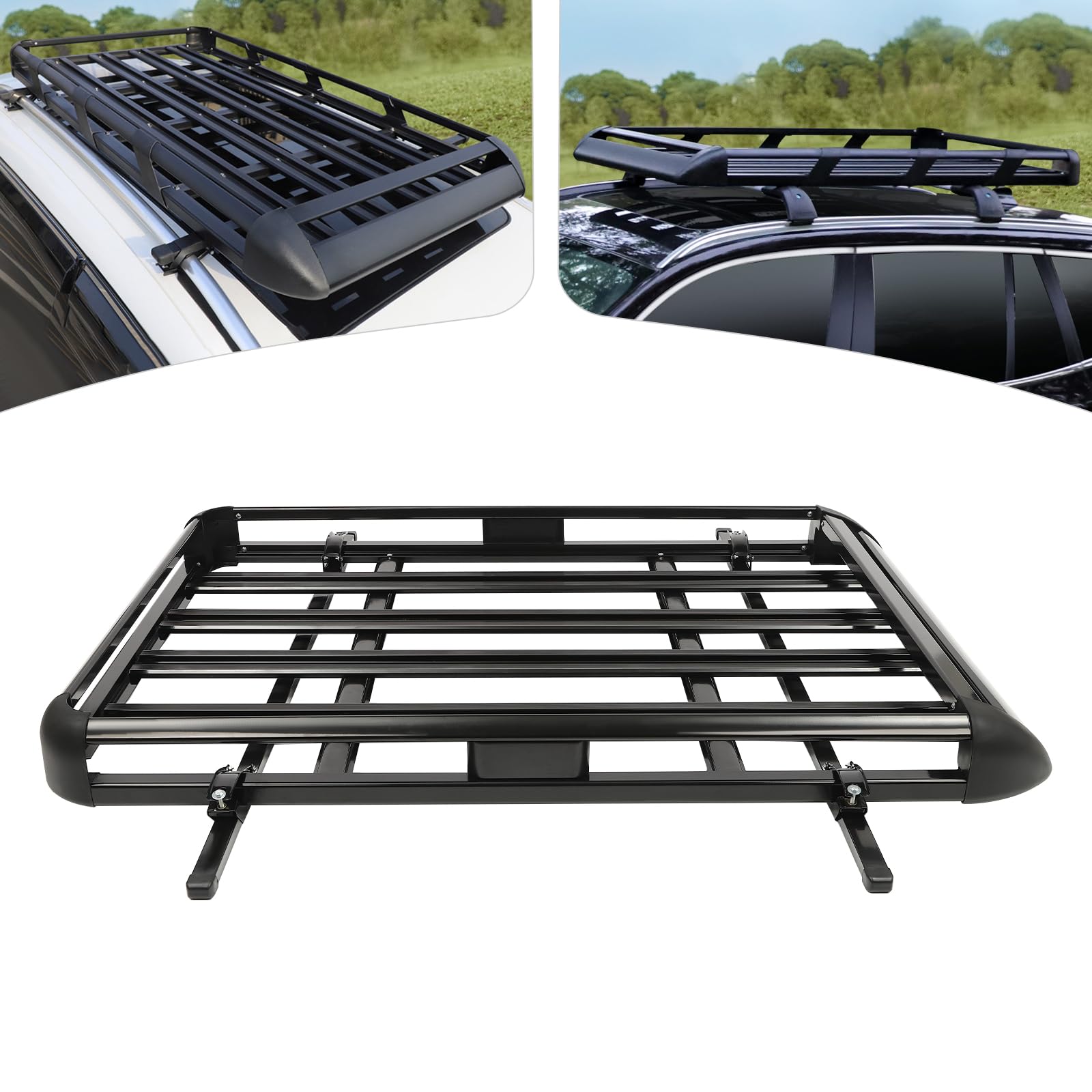 Dachträger aus Aluminium, Dachkorb Auto, Dachträger Universal, Einstellbare Breite, bis 150 kg Balastbar, SUV Gepäckträger, Auto Dachkorb, Korb Gepäck Fracht Träger, 140 x 100 cm, Schwarz Dachträger aus Aluminium, Dachkorb Auto, Dachträger Universal, Einstellbare Breite, bis 150 kg Balastbar, SUV Gepäckträger, Auto Dachkorb, Korb Gepäck Fracht Träger, 140 x 100 cm, Schwarz von RUETERY