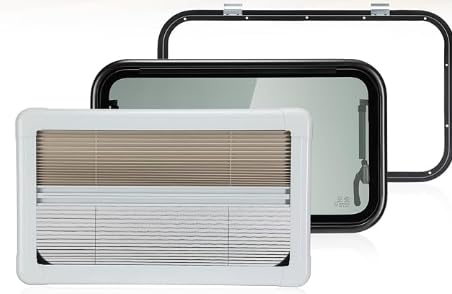 Set Ausstellfenster Acrylglas, 700 x 400 mm, RV Externes Push Fenster, mit Verdunklung und Insektenschutz, für alle Arten von Wohnmobilen, Modifizierte Autos, Spezielle Autos von RUETERY