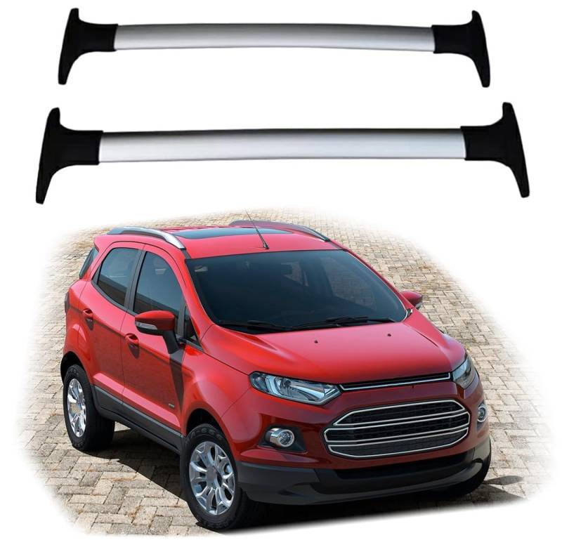 RUGPDA Dachgepäckträger Alu für Ford Ecosport 2013-2020, 180 kg Traglast, Silber, Auto mit Dachschienen, Bügelschraube von RUGPDA