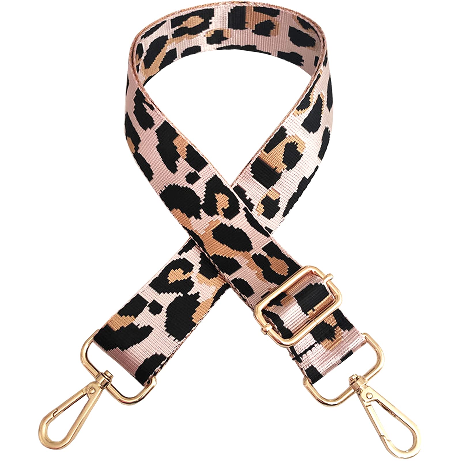 Taschen Schulterriemen Verstellbarer Schultergurt 3.8cm Breit mit Gold Karabiner Leopard Taschengurt Schultergurt Pink von RUIBAVYA