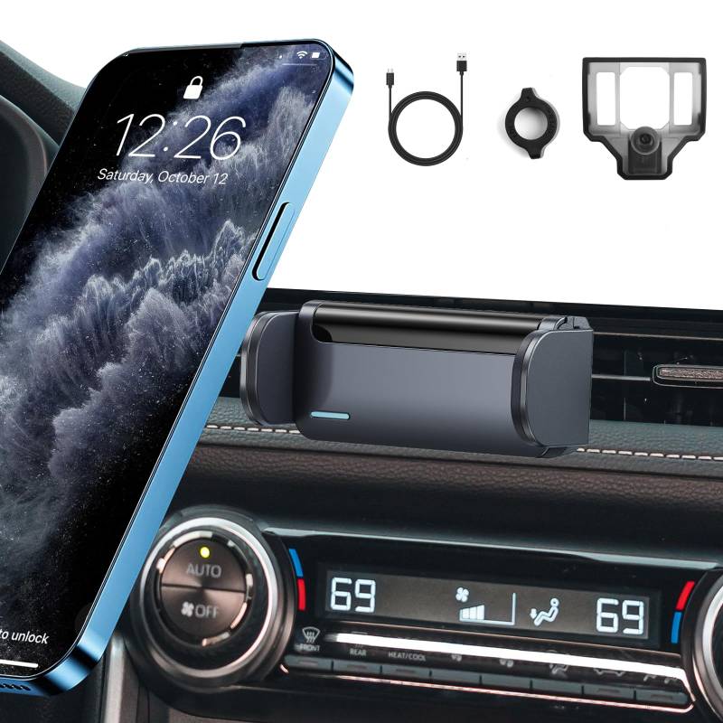 RUIYA Auto-elektrischer Handyhalter Kompatibel mit Toyota RAV4 2019-2024 2025, RAV4 Auto Handyhalter Lüftung KFZ Handy Halterung 360° Rotation KFZ Handy Halterung Toyota RAV4 Zubehör Telefonhalter von RUIYA