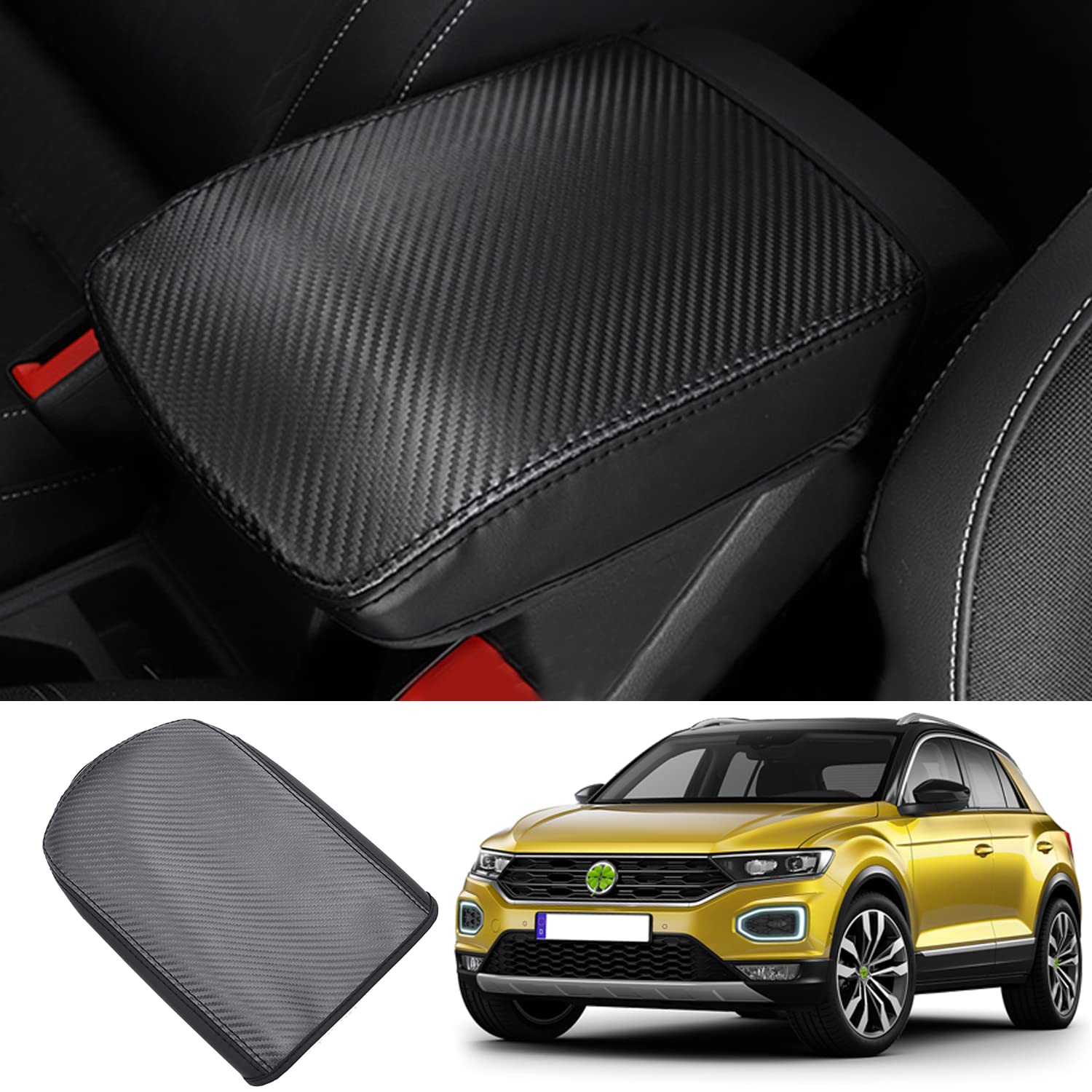 Ruiya Kompatibel mit VW T-Cross 2018-2024 Mittelarmlehne Abdeckung,Mittelkonsole Armlehnenbezug Armlehnen abdeckung T-Cross Mittelkonsole Armlehne Box Cover Mittelarmlehnenabdeckung T Cross Zubehör von RUIYA