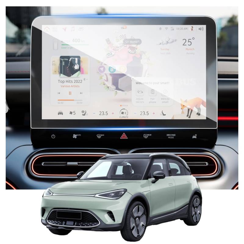 Ruiya Navigation Schutzfolie Kompatibel mit Mercedes-Benz Smart 1#1 EV 2023 2024, 12.8” Navigation Displayschutzfolie HD Hartglas Smart #1 Schutzfolie GPS Touchscreen Gehärtetem Glas Schutzfolie von RUIYA