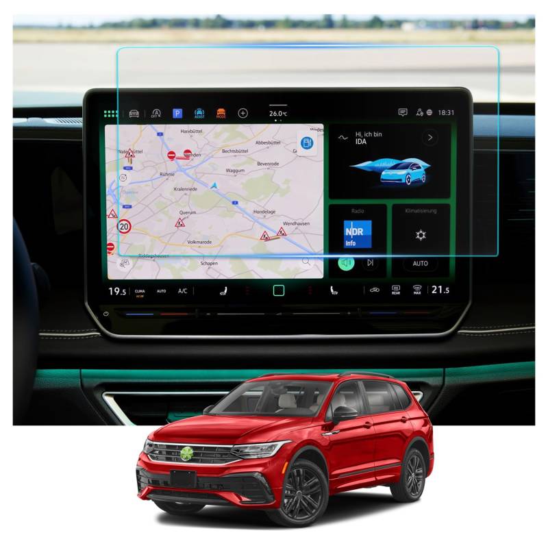 Ruiya für 15" Neu VW ID.7 2024 2025 Navigation Schutzfolie, Kompatibel mit VW ID.7 GPS Displayschutzfolie 9H Kratzfest Anti-Fingerprint Schutzfolie Auto Navigation Glas von RUIYA